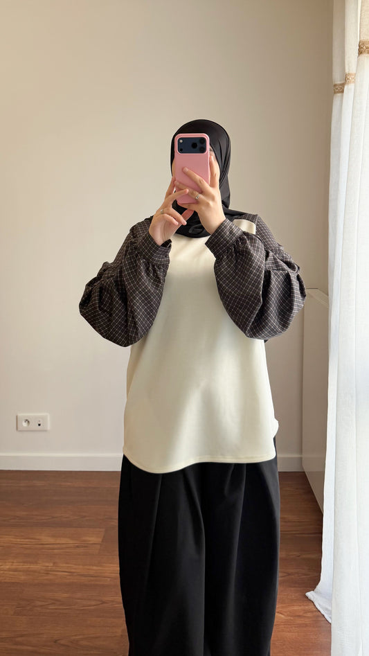 SWEAT BI-MATIÈRE BLANC