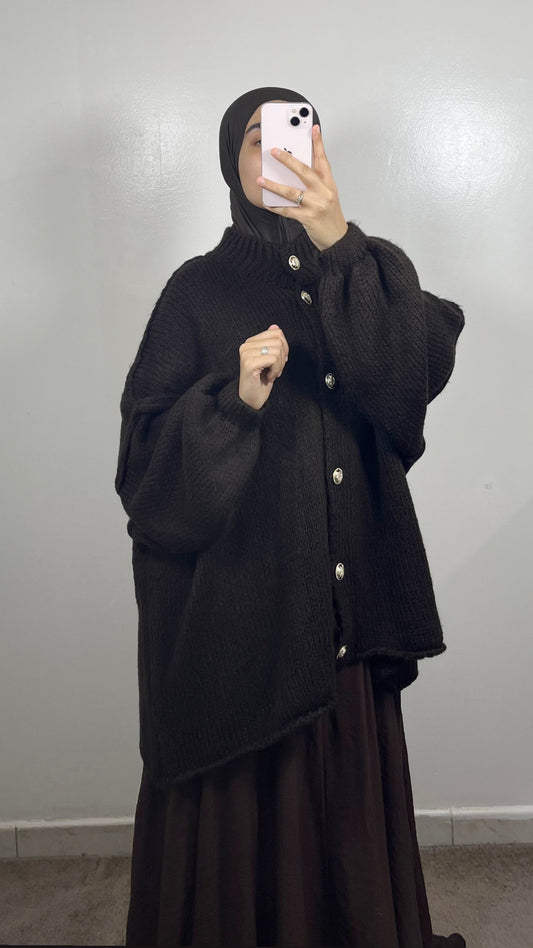 GILET BOUTONNÉ EN LAINE MARRON