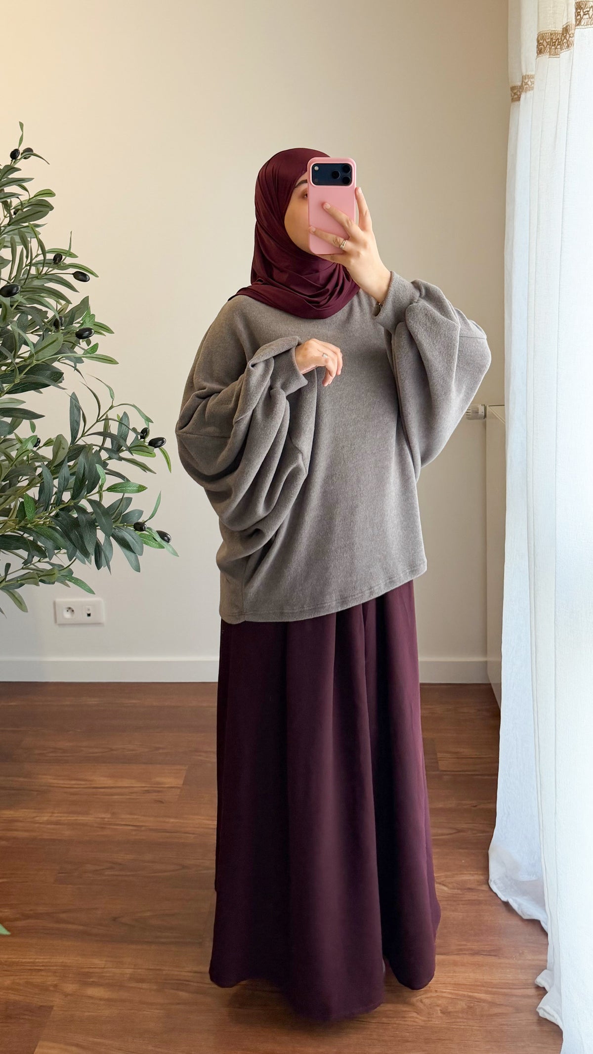PULL MANCHES BOUFFANTE TAUPE