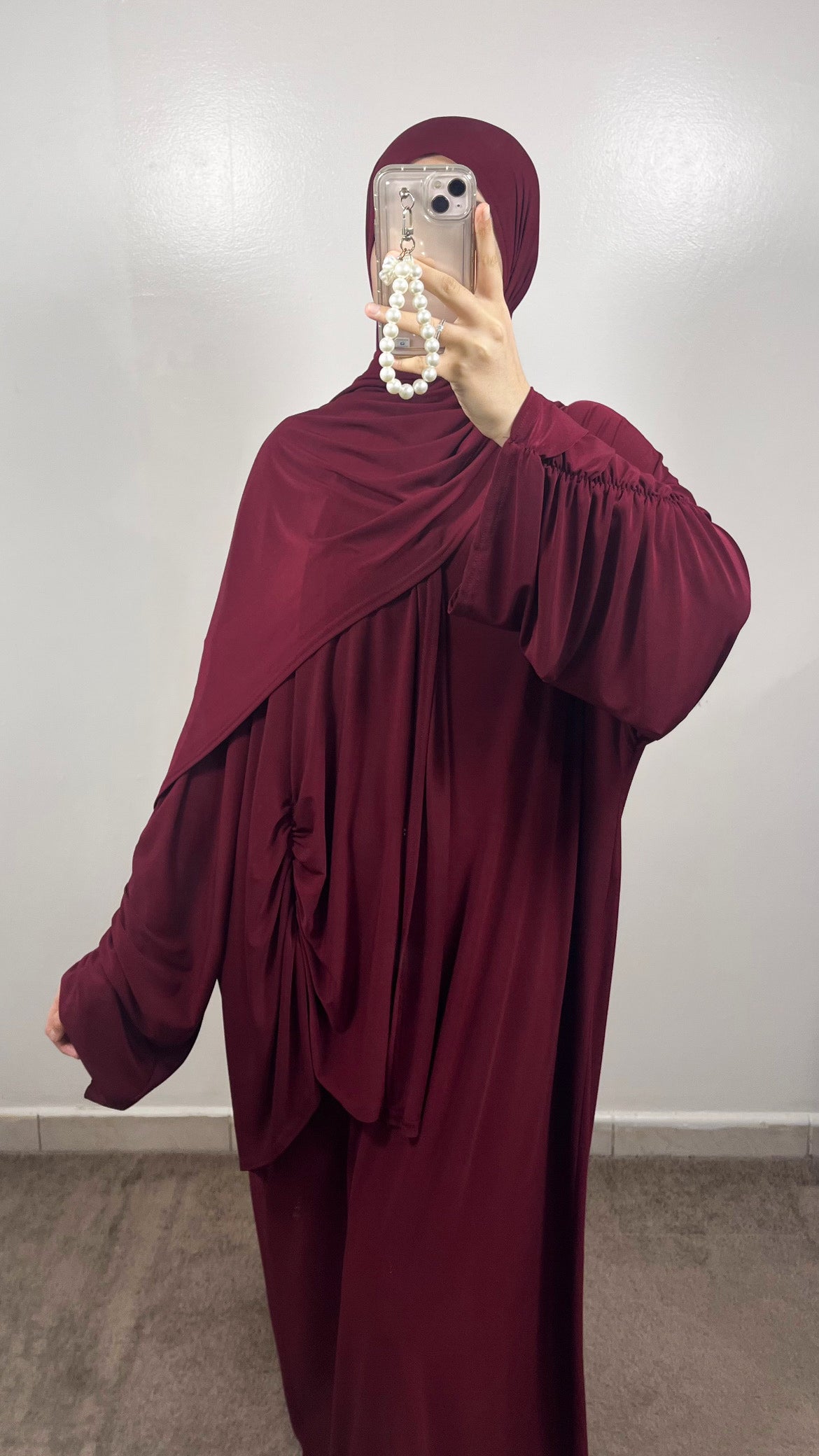 ABAYA + HIJAB BURGUNDY SET IN PREMIUM JERSEY