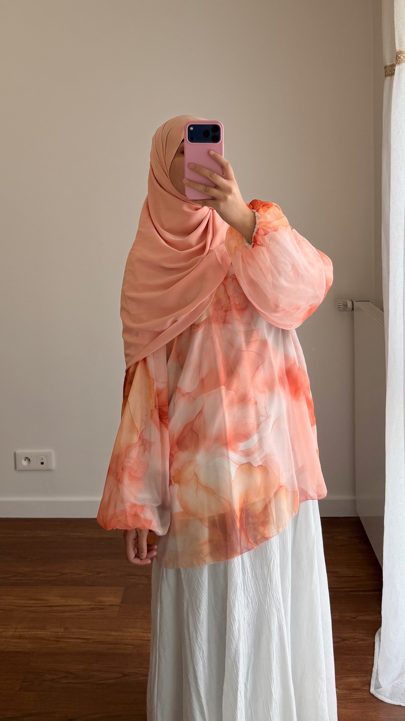 BLOUSE BICOLORE PÊCHE