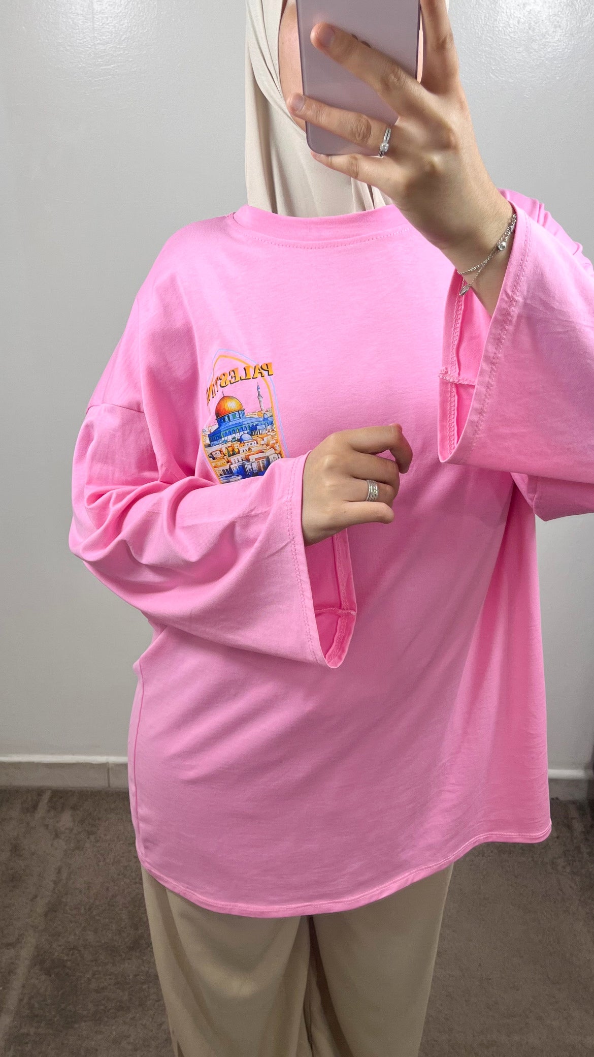 T-SHIRT MANCHES LONGUE ROSE