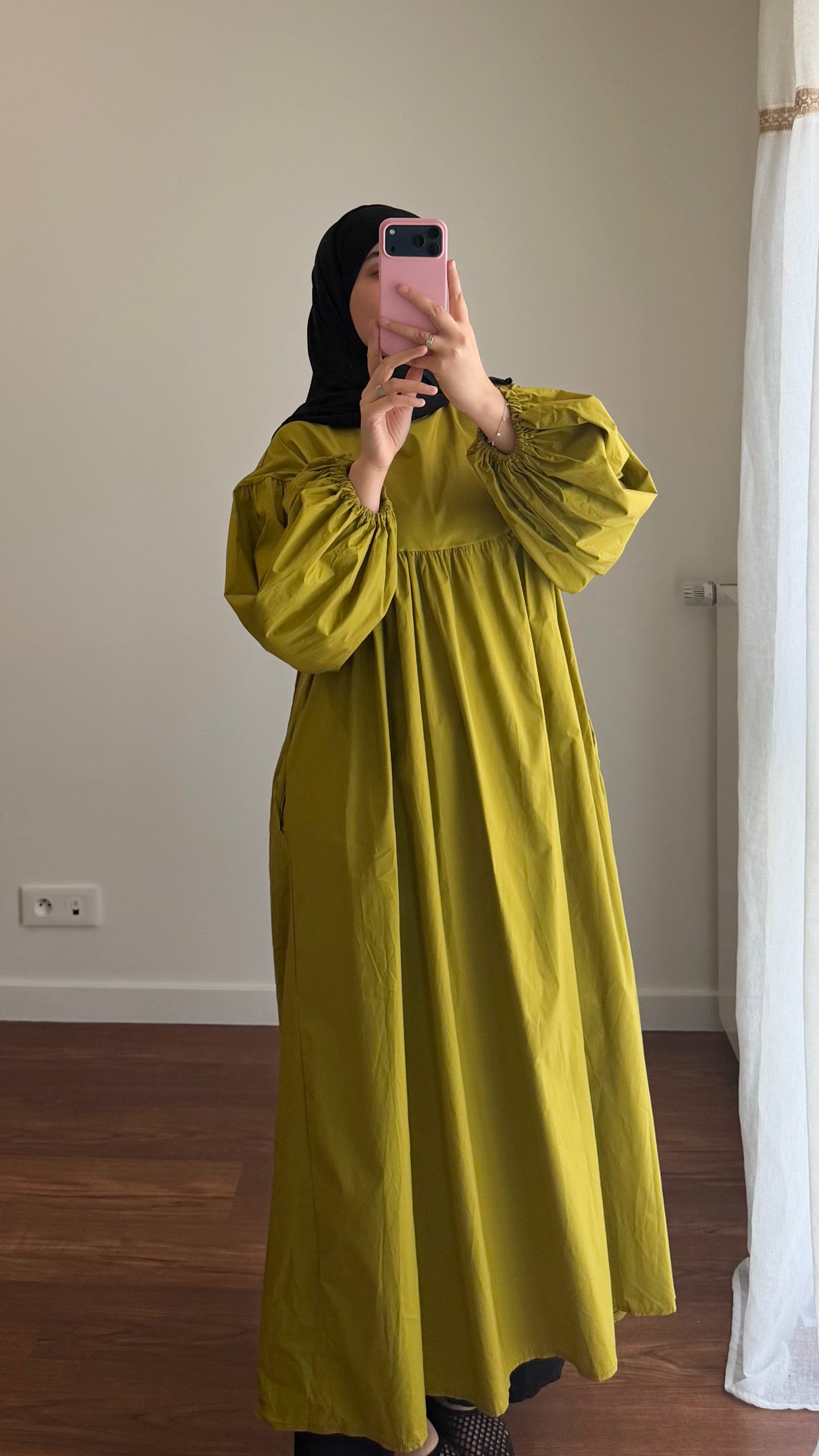 ROBE CLASSY POPELINE VERT OLIVE