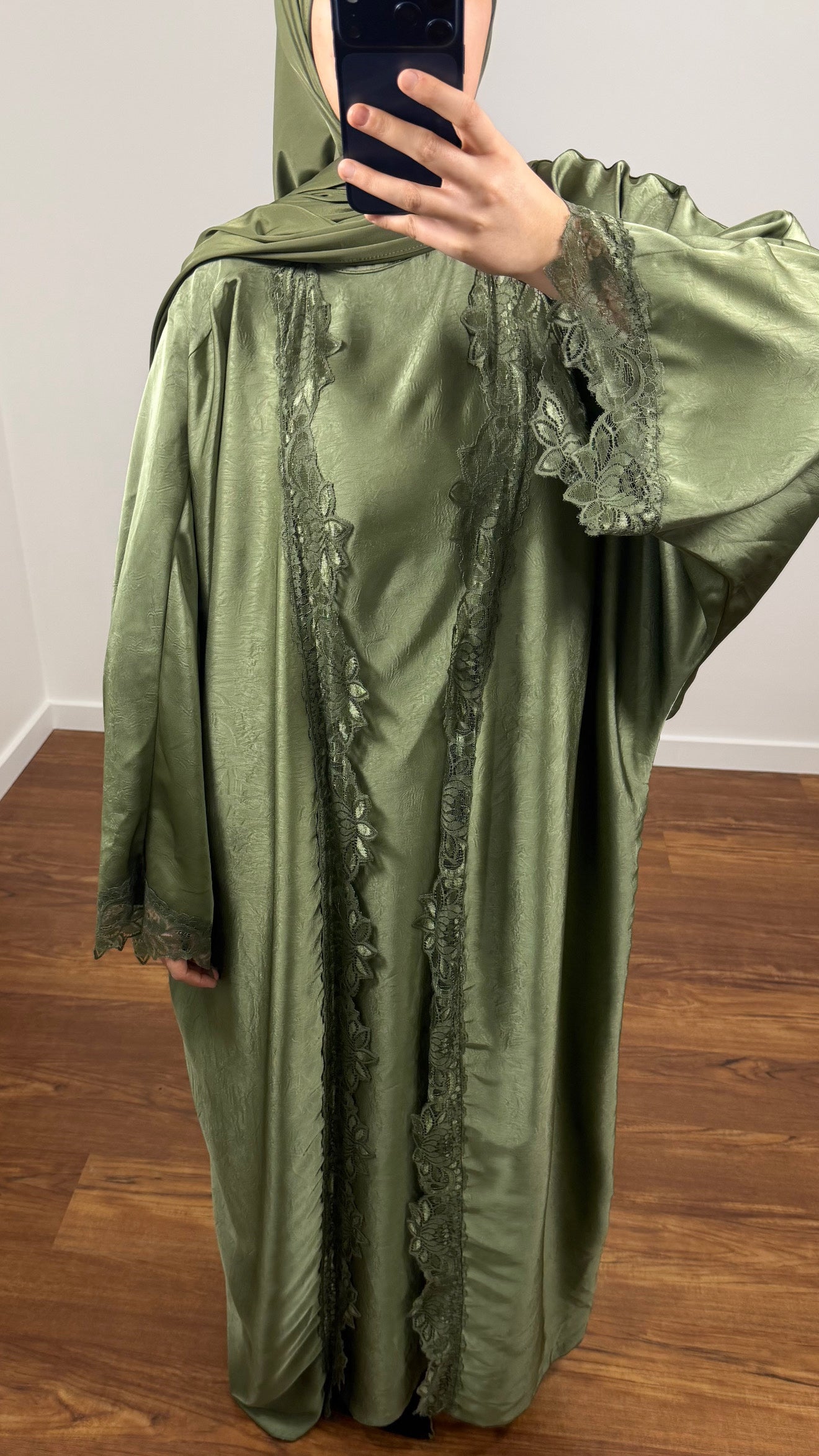 ENSEMBLE DINA KIMONO + SOUS ABAYA VERT KAKI