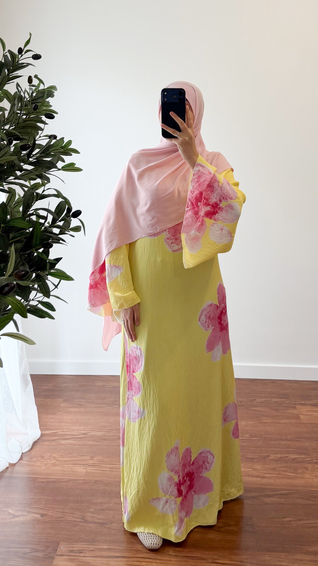 ROBE MOTIF FLEUR ROSE/JAUNE