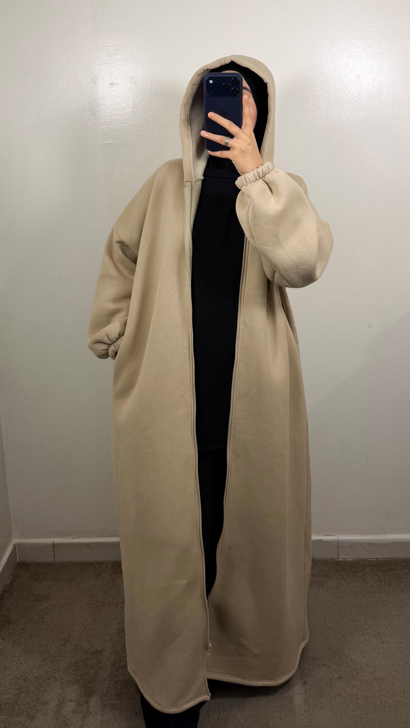 GILET LONG ZIPPÉ BEIGE