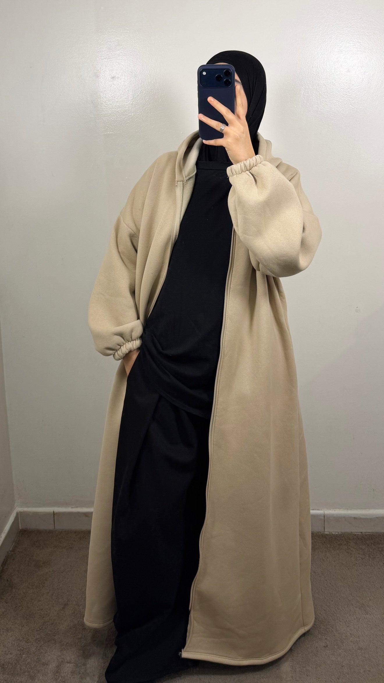 GILET LONG ZIPPÉ BEIGE