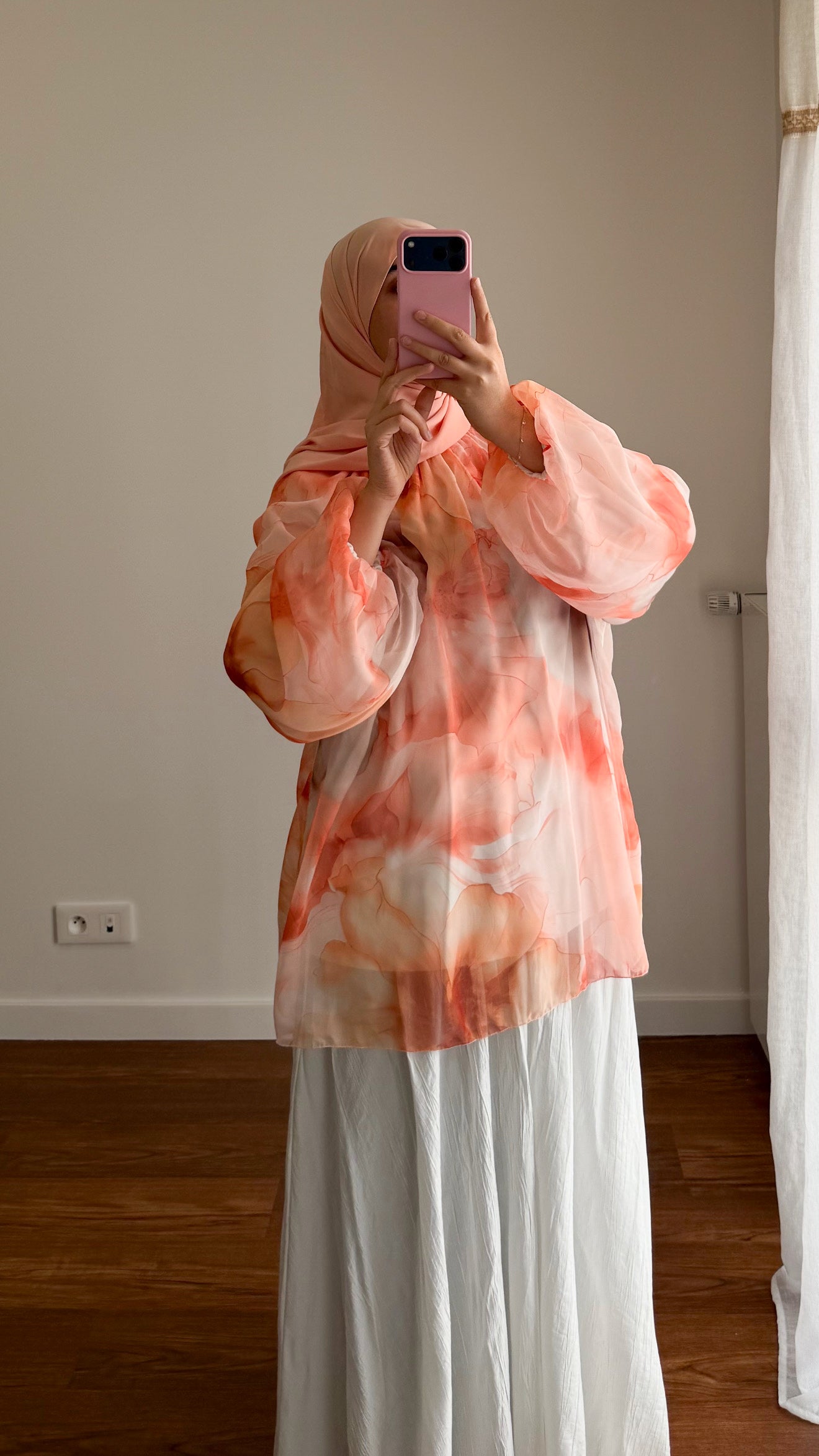 BLOUSE BICOLORE PÊCHE