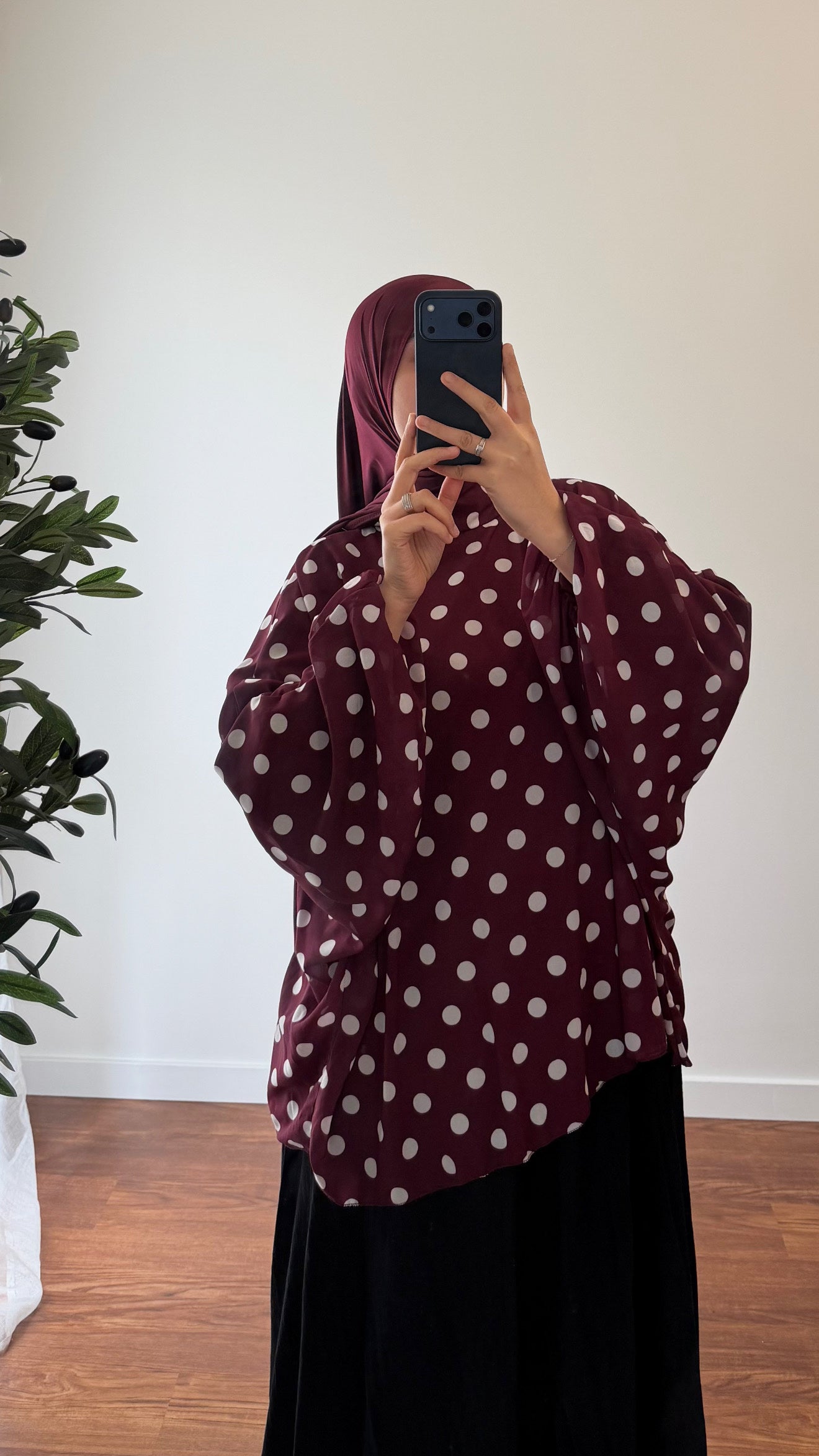 BLOUSE À POIS BORDEAU