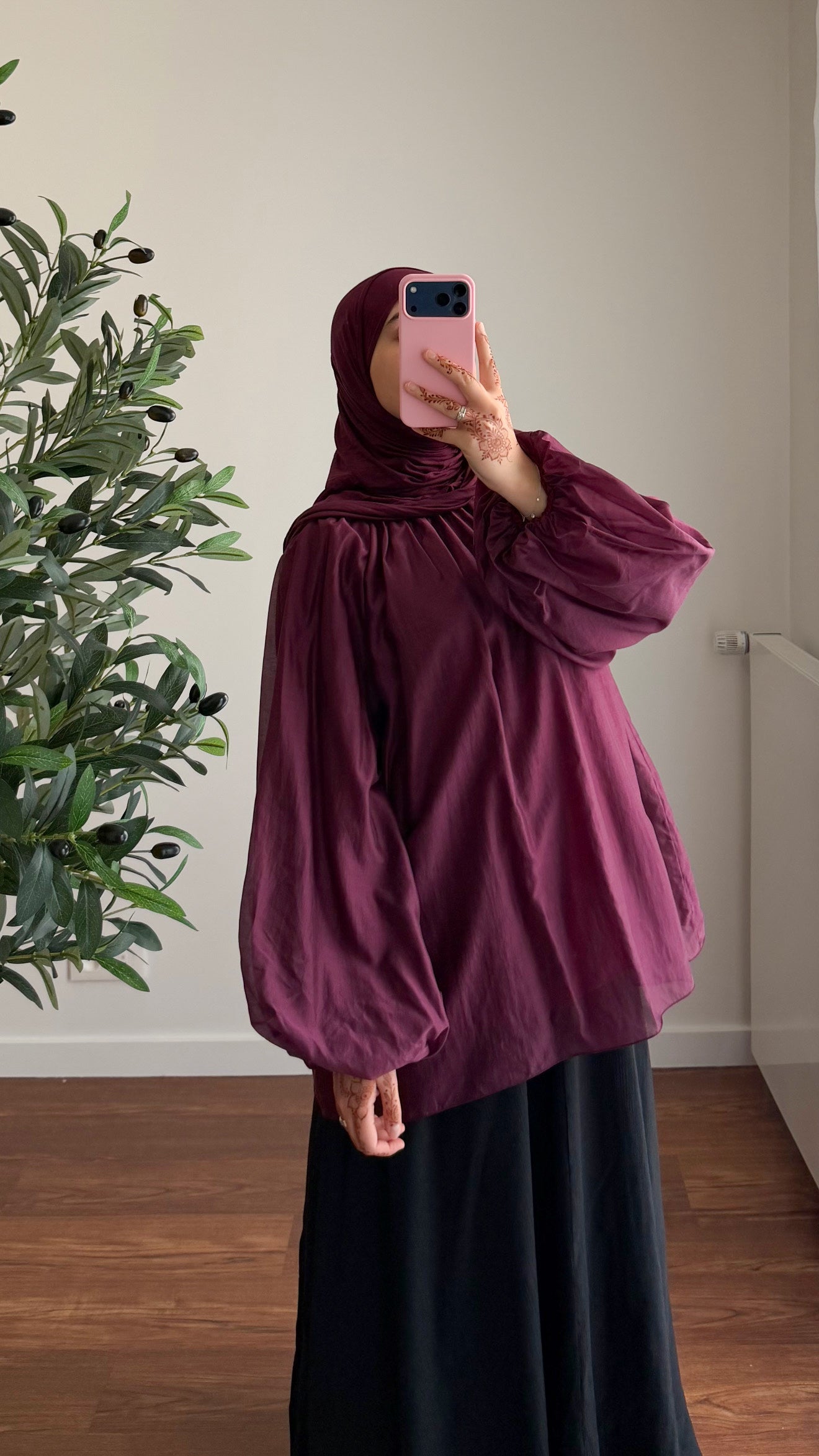 BLOUSE TENCEL BORDEAU
