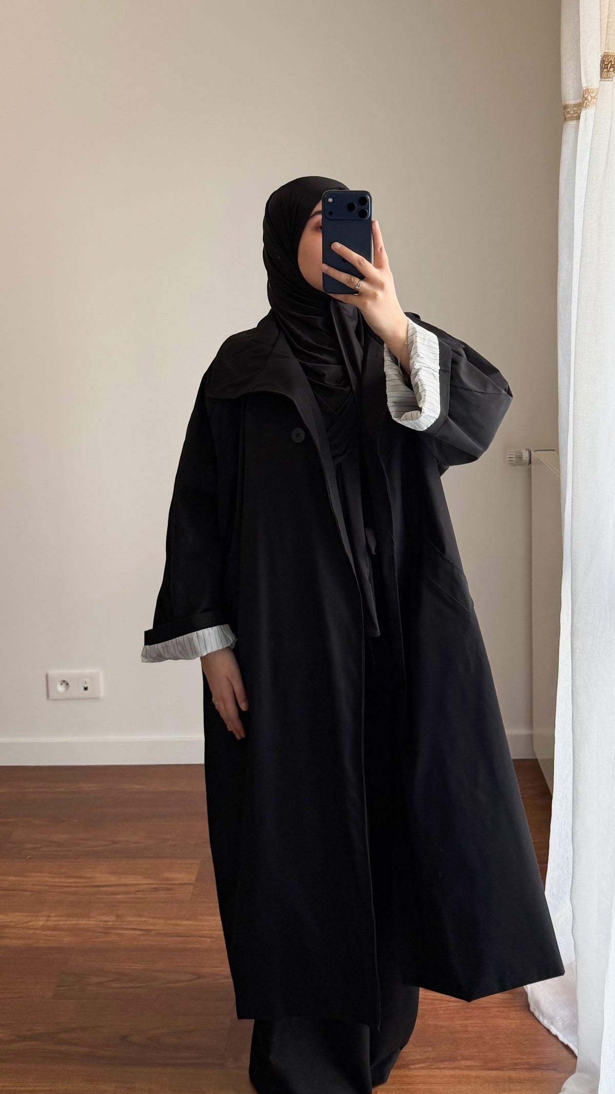 TRENCH LONG OVERSIZE NOIR