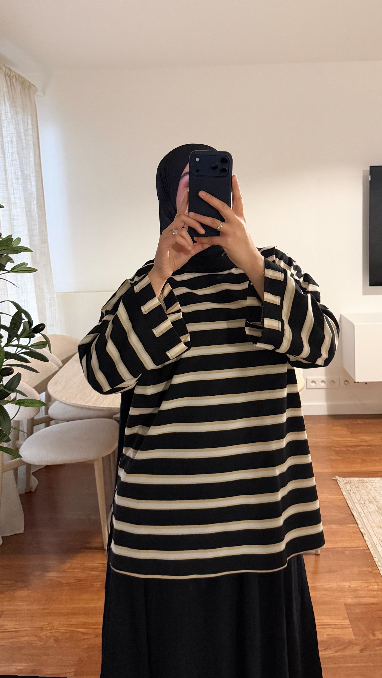 T-SHIRT RAYÉ OVERSIZE NOIR