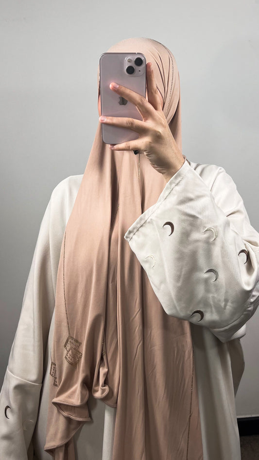 HIJAB JERSEY PREMIUM DE LUXE À STRASS BEIGE