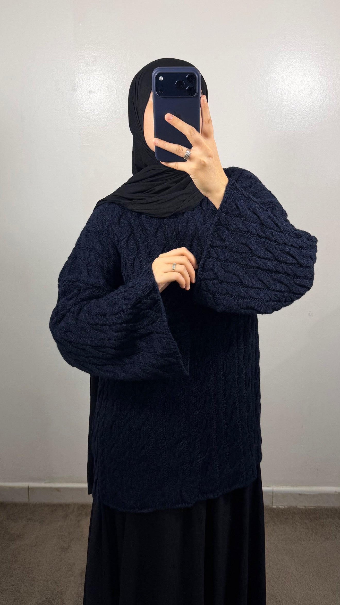 PULL MOTIF TORSADE BLEU MARINE