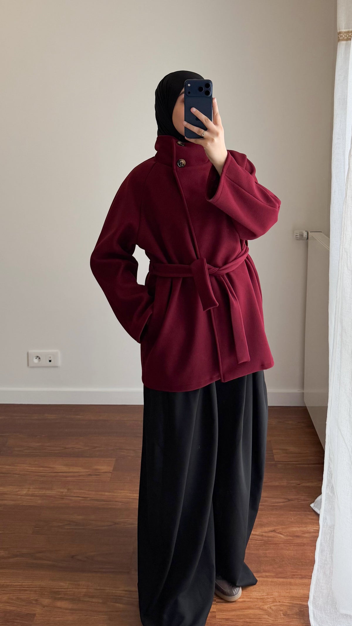 MANTEAU MI-LONG BORDEAU