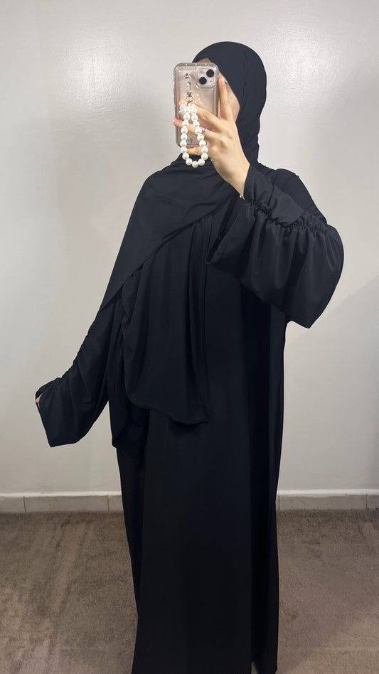 ABAYA + HIJAB BLACK SET IN PREMIUM JERSEY