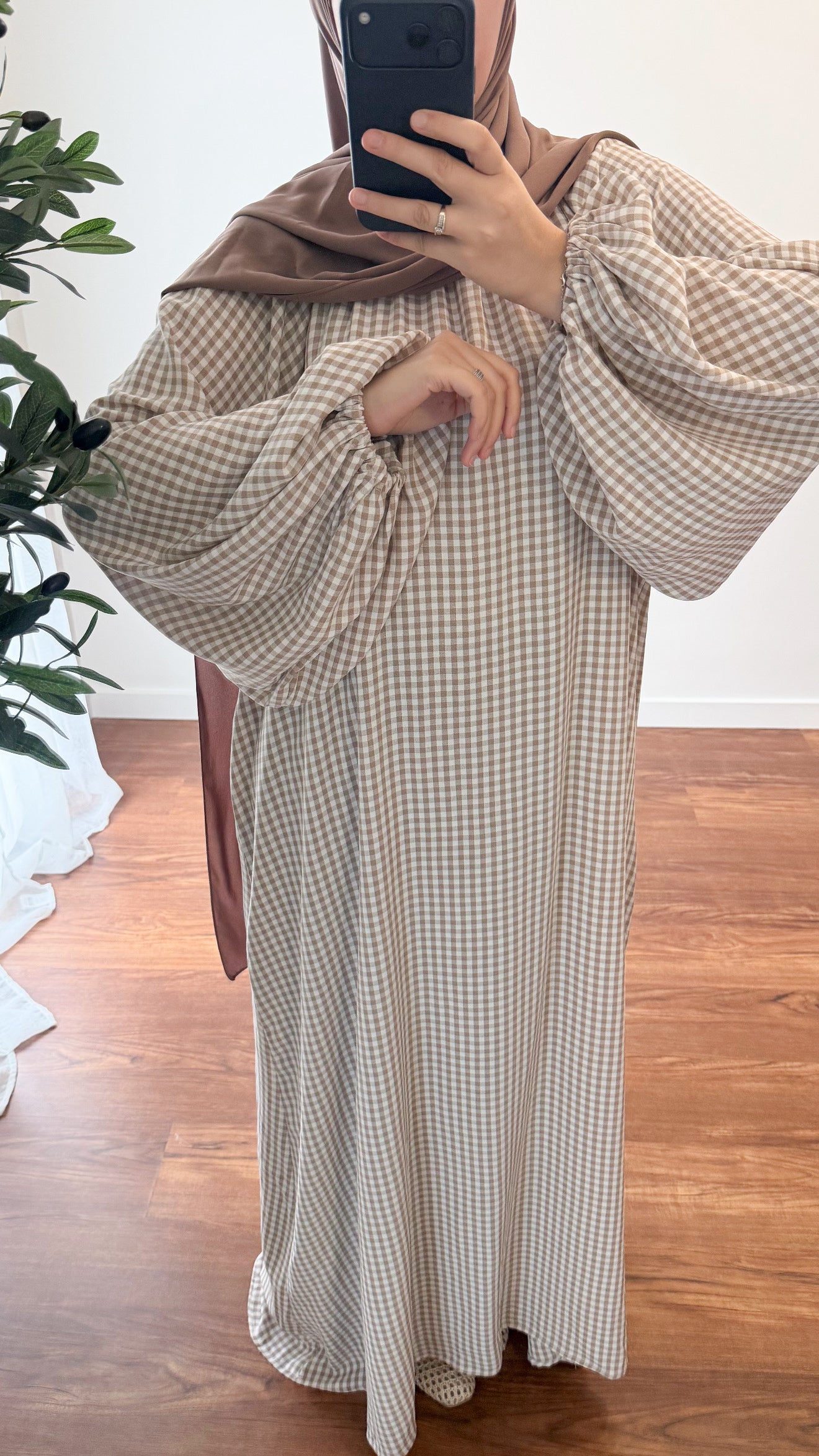 ABAYA VICHY MARRON
