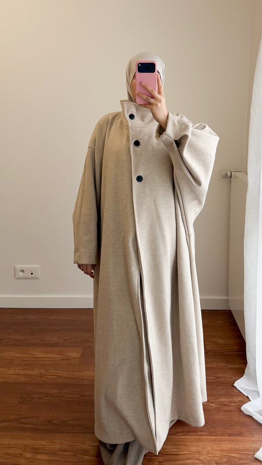 MANTEAU LONG OVERSIZE ÉCRU