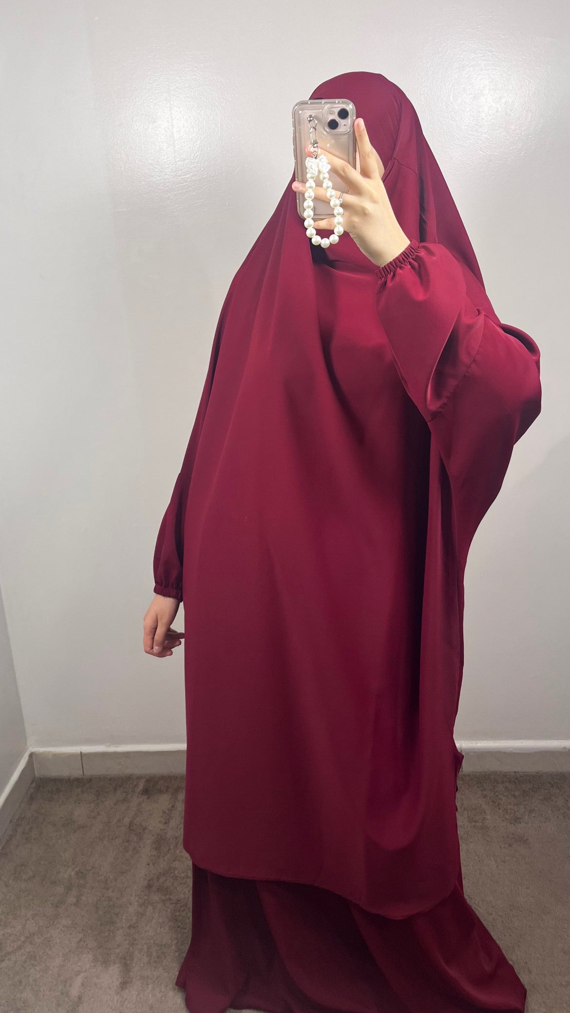 2 PIECE JILBEB IN MEDINA SILK BURGUNDY