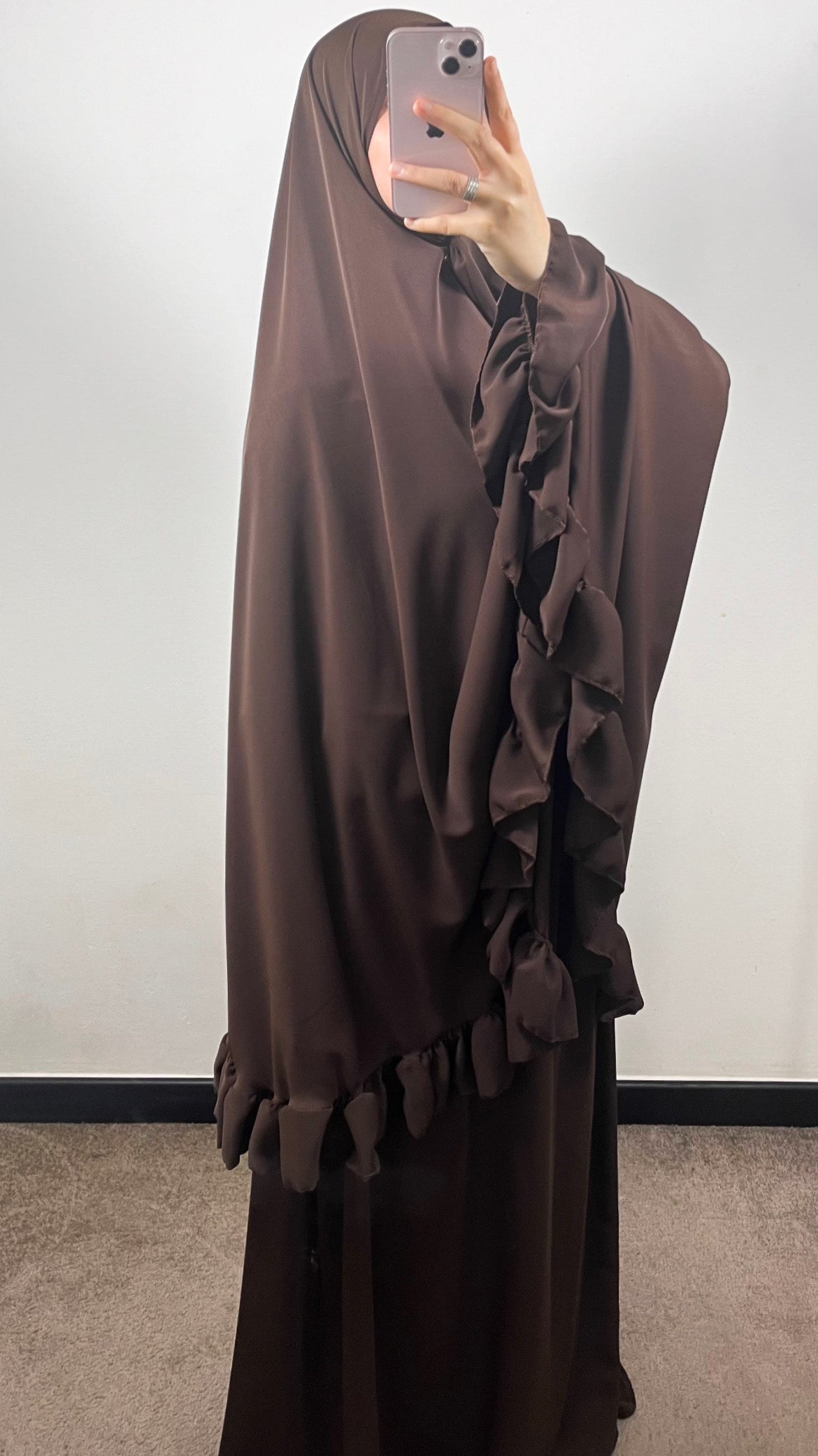 SET DE PRIÈRE FROUFROU EN SOIE DE MEDINE MARRON