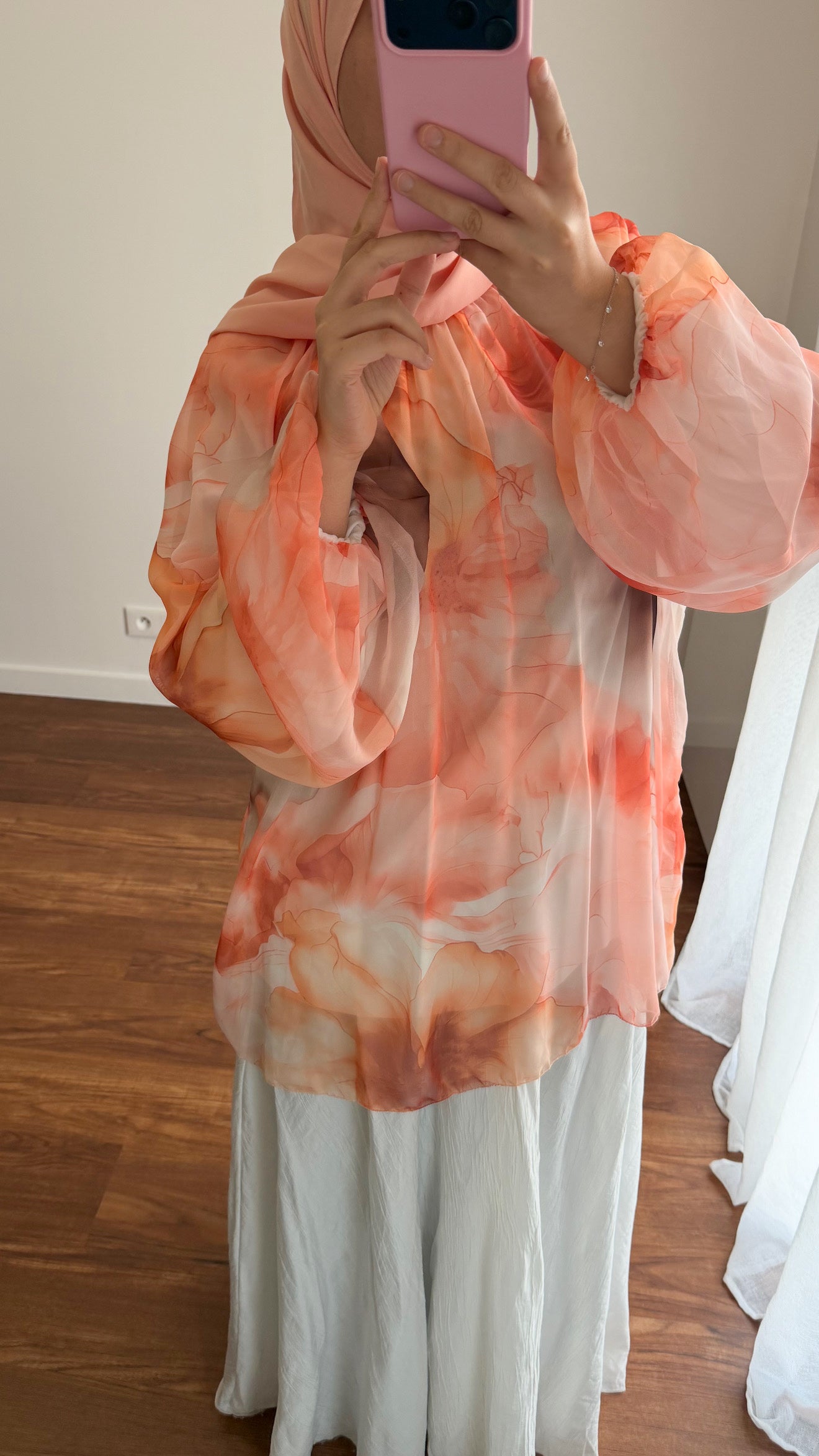 BLOUSE BICOLORE PÊCHE
