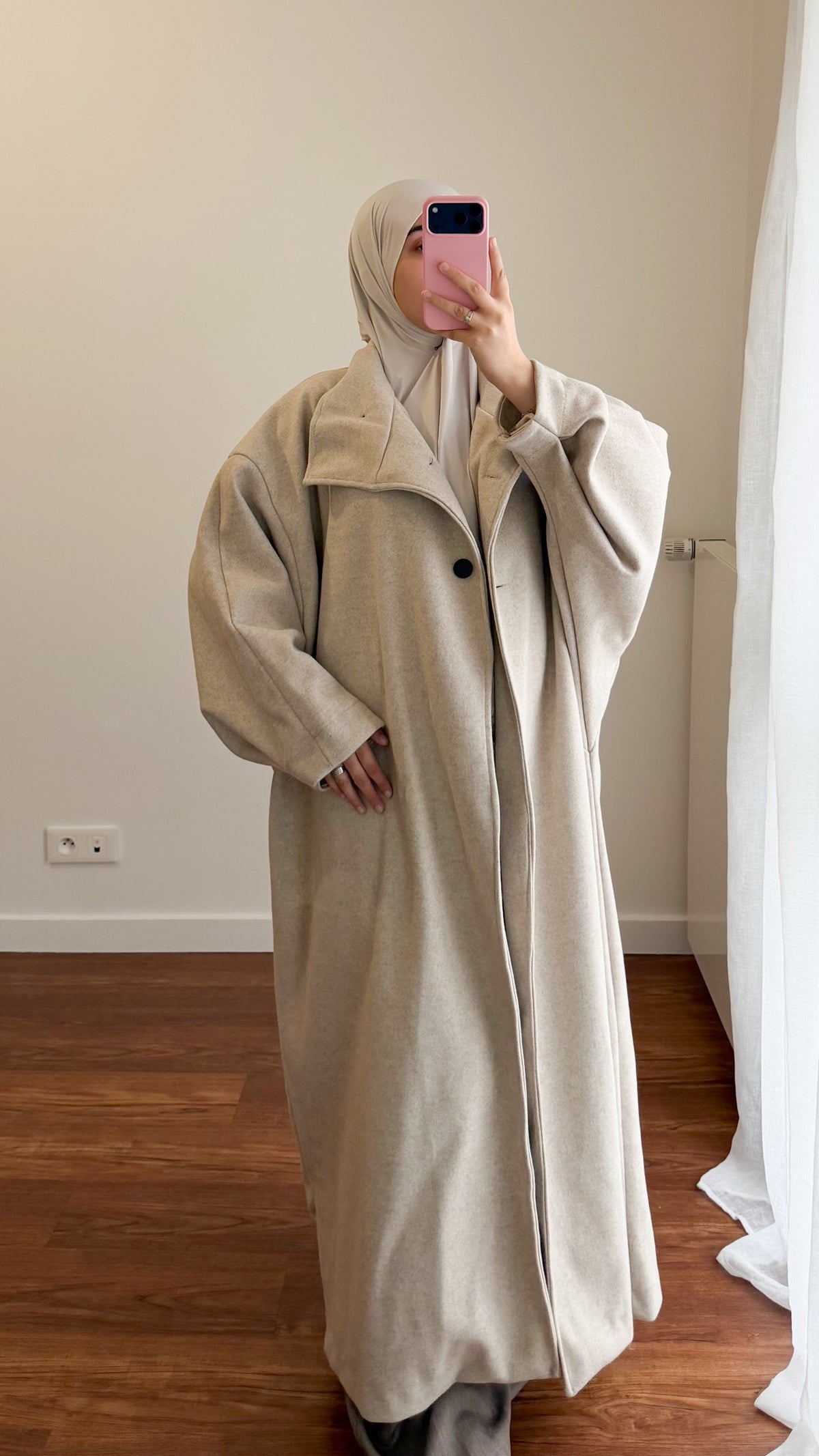 MANTEAU LONG OVERSIZE ÉCRU