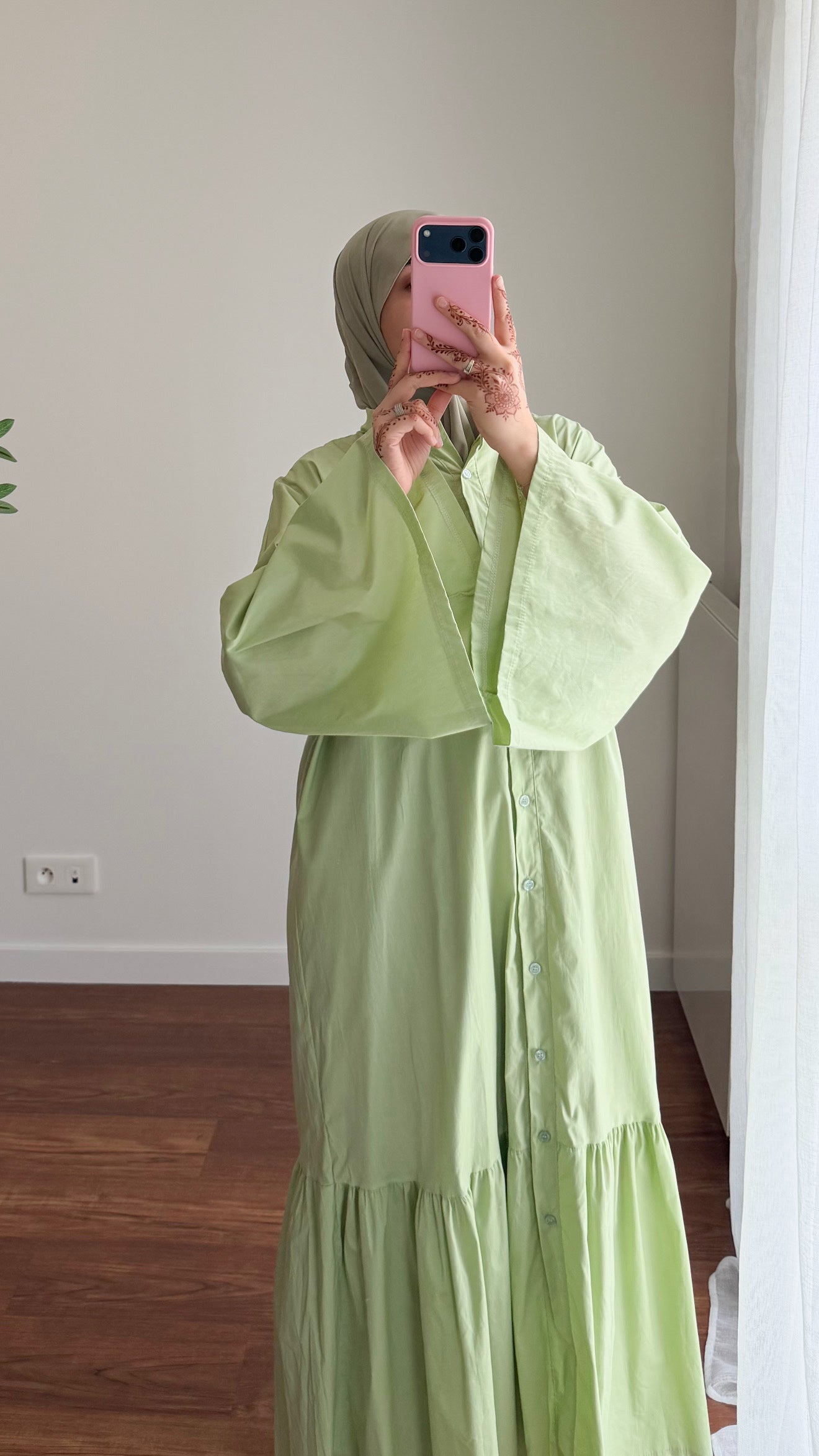 ROBE CHEMISE EN POPELINE VERT D’EAU
