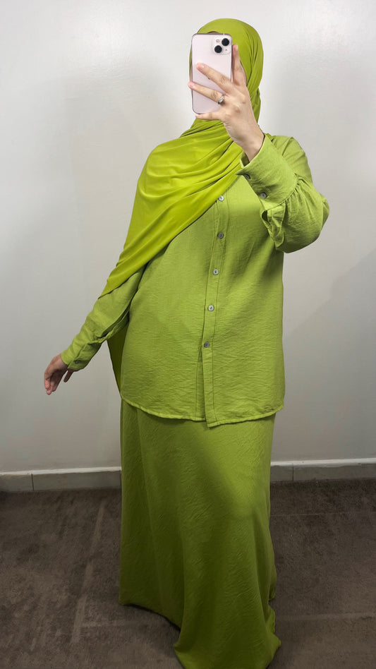 APPLE GREEN SHIRT + SKIRT SET