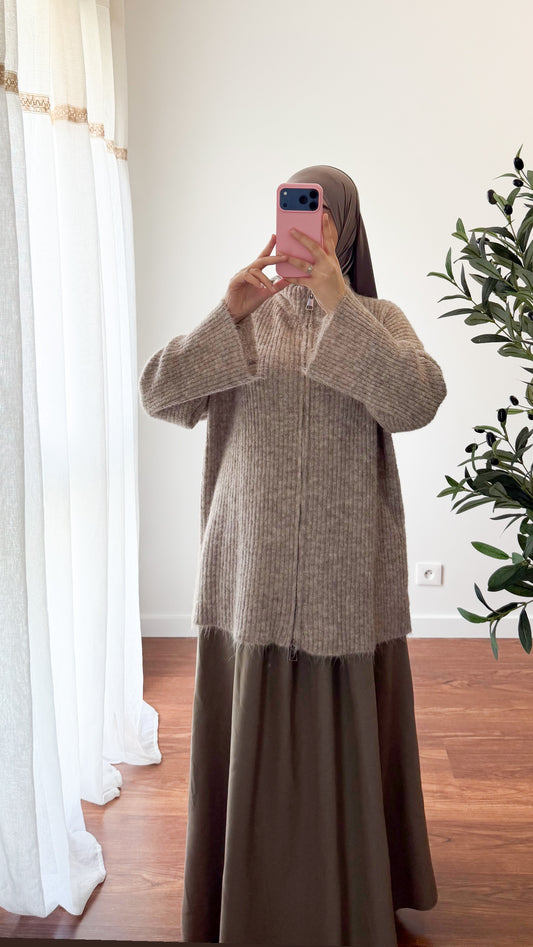 GILET ZIPPÉ TAUPE