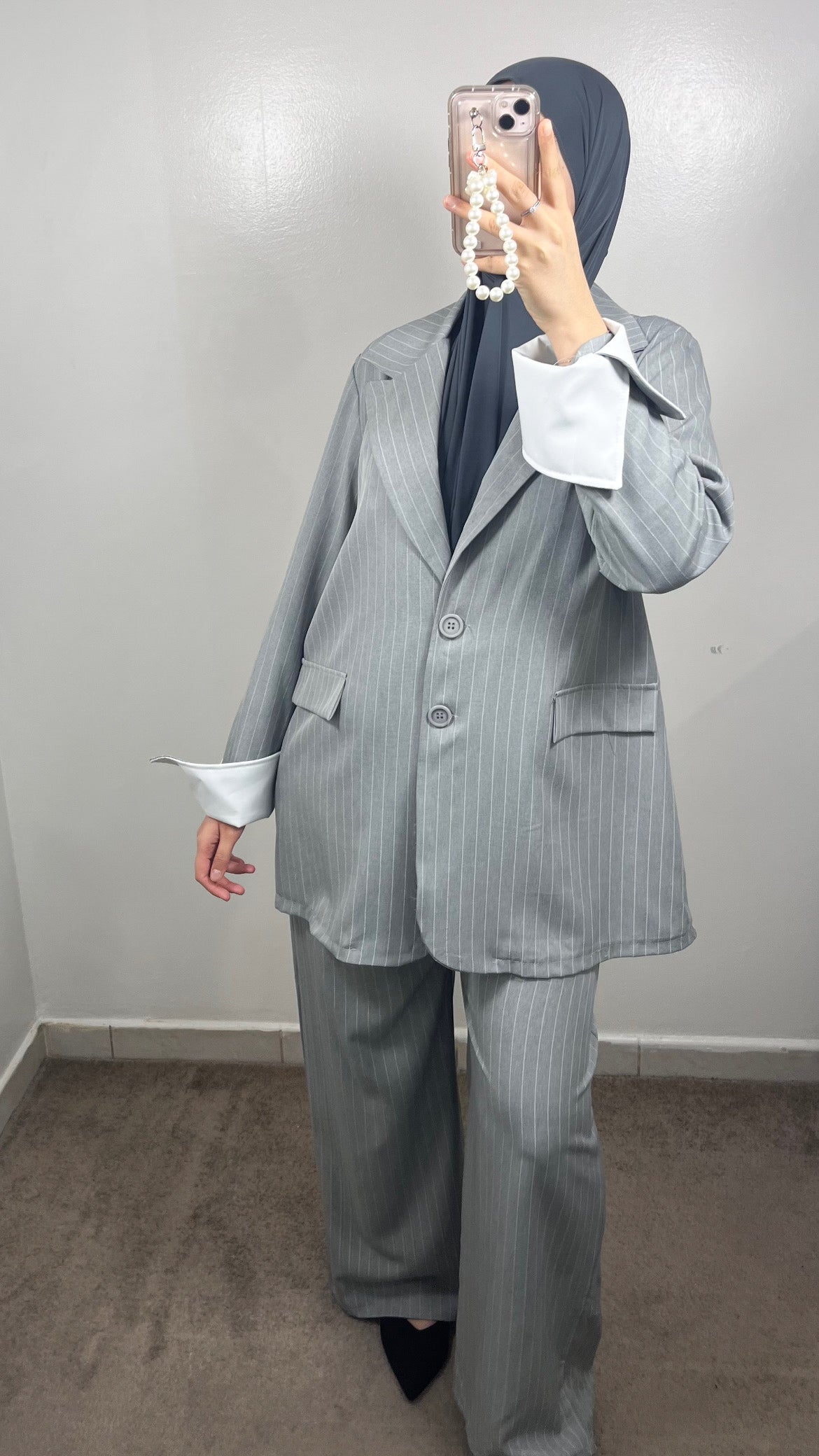 GREY BLAZER STRIPE SET