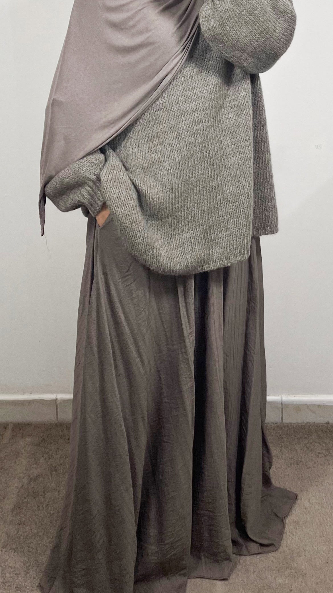 JUPE LONGUE TAUPE