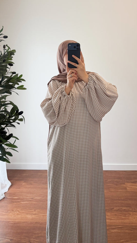 ABAYA VICHY MARRON