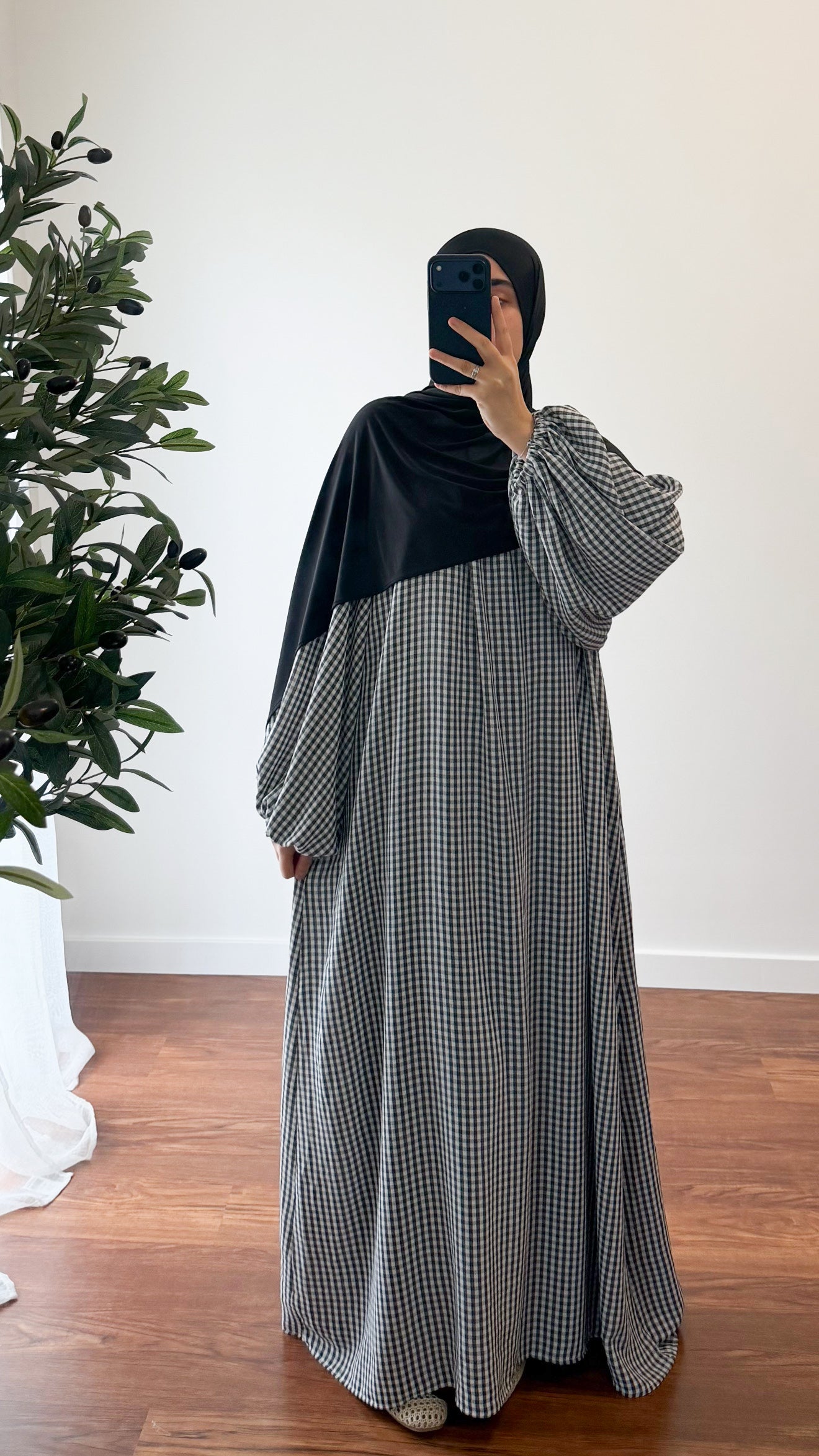 ABAYA VICHY NOIR