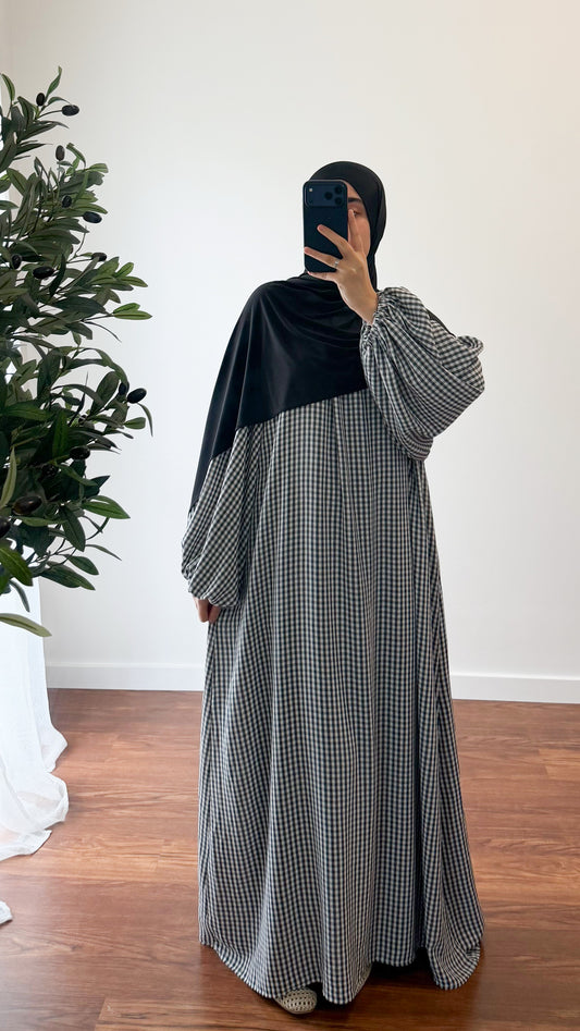 ABAYA VICHY NOIR
