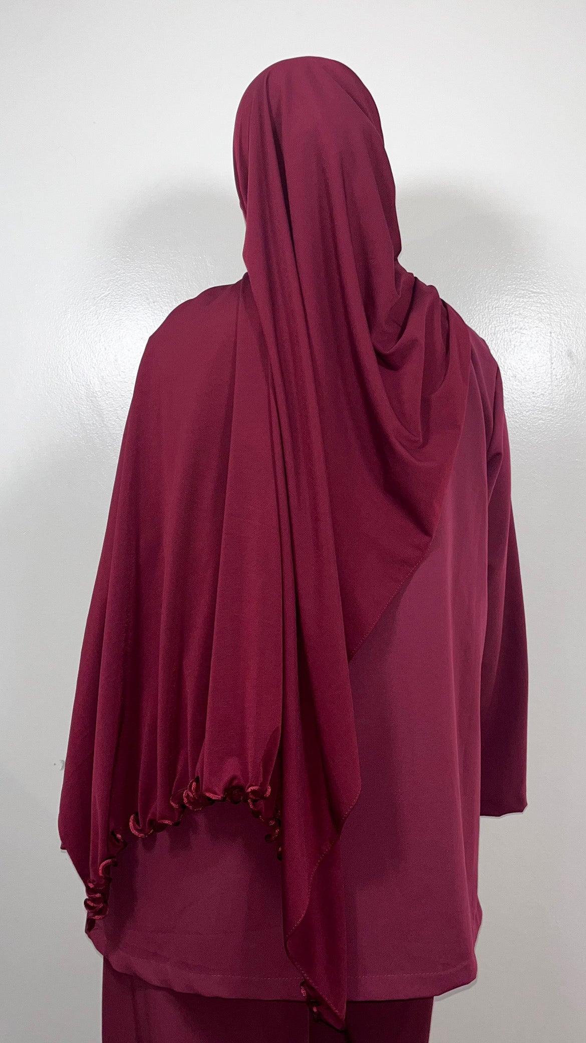 HIJAB JERSEY PREMIUM DE LUXE FRONCÉ BORDEAU