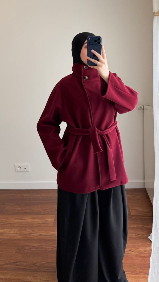 MANTEAU MI-LONG BORDEAU