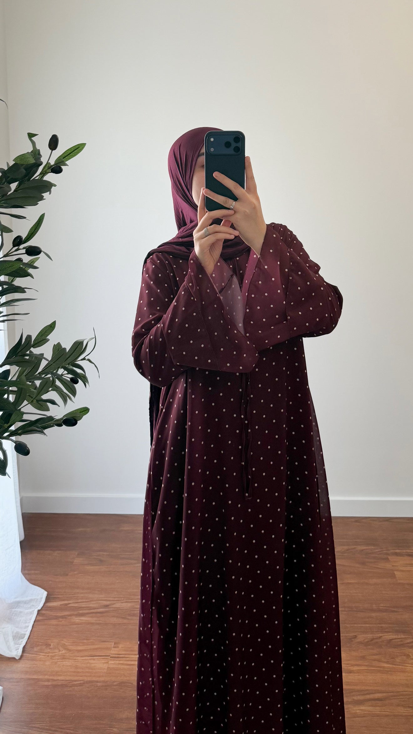 ROBE À PETIT POIS BORDEAU