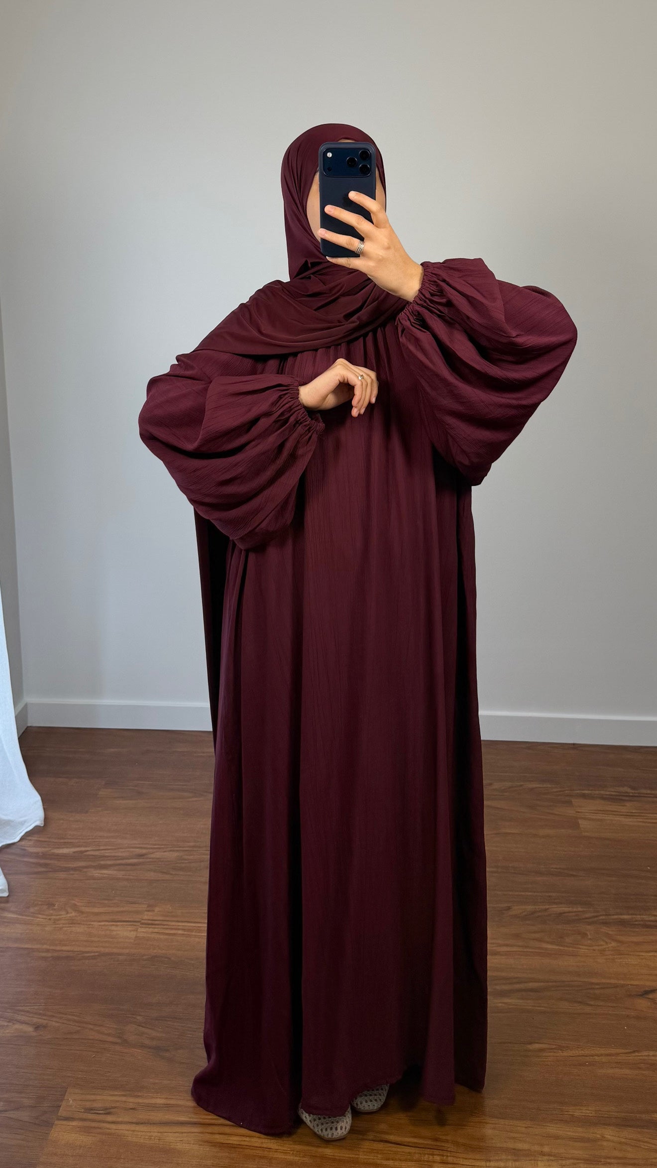 ABAYA AYAT MANCHES BOUFFANTES BORDEAU
