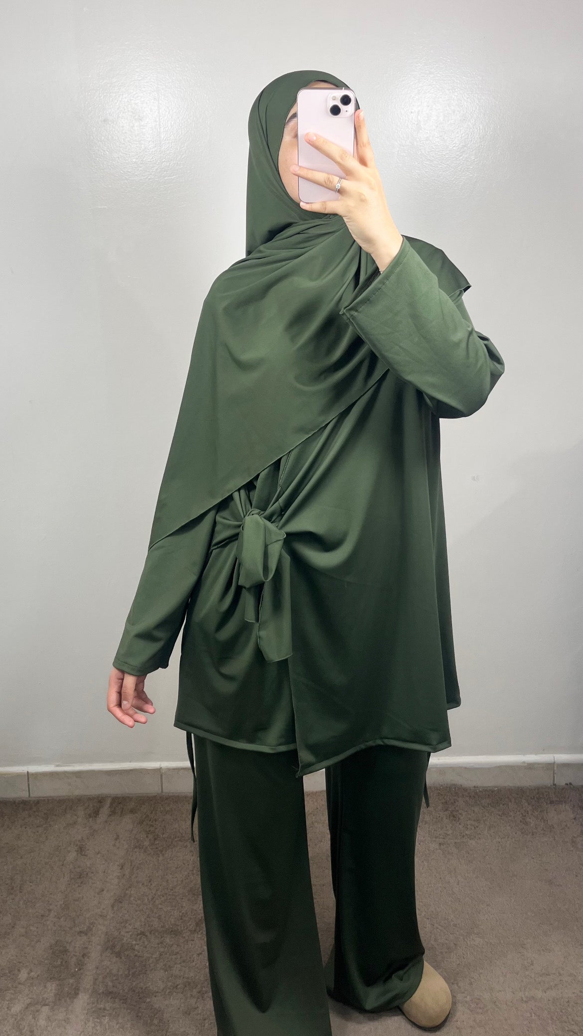 BURKINI 3 PIÈCES À NOUER VERT KAKI