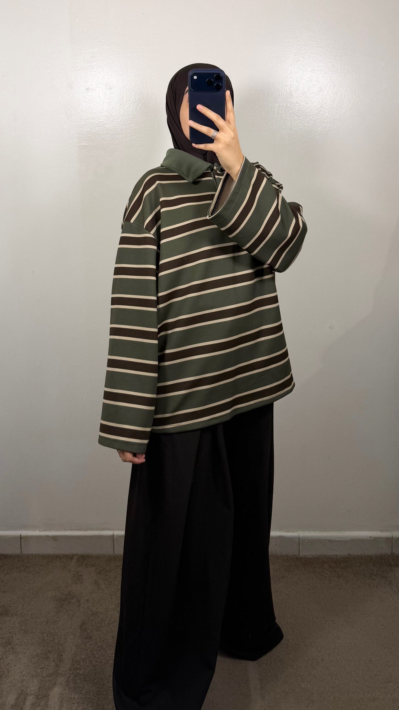 POLO EPAIS VERT KAKI/MARRON