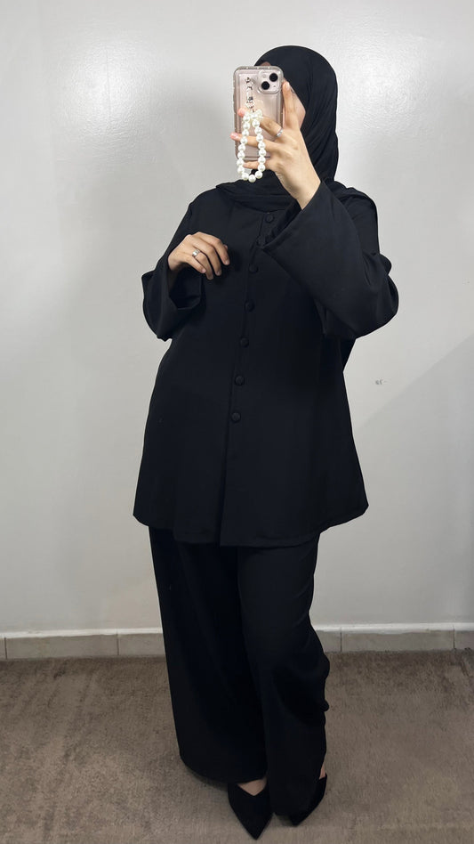 BLACK BUTTONED SET