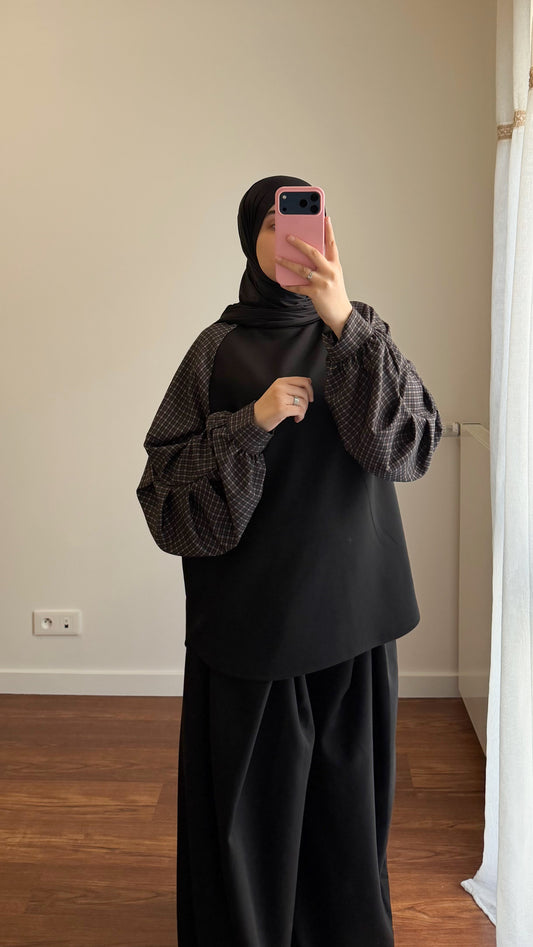 SWEAT BI-MATIÈRE NOIR