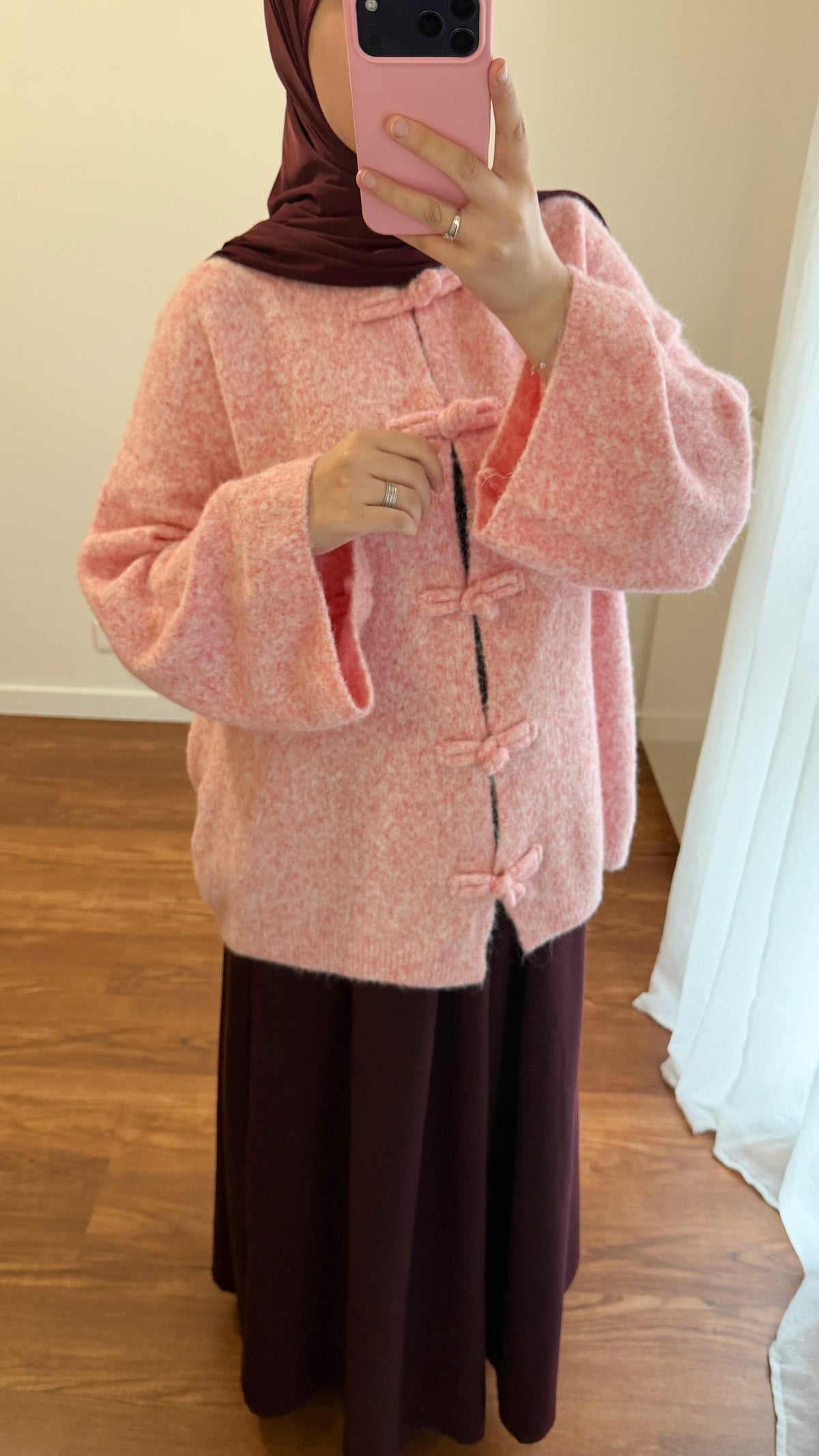 CARDIGAN YUMNA MANCHES LONGUES ROSE