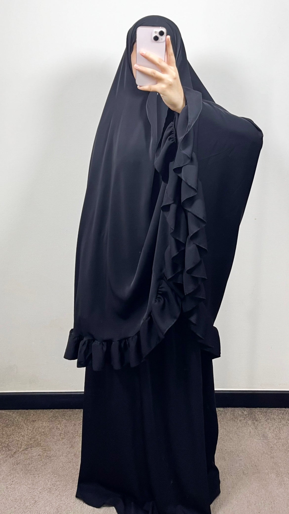 SET DE PRIÈRE FROUFROU EN SOIE DE MEDINE NOIR