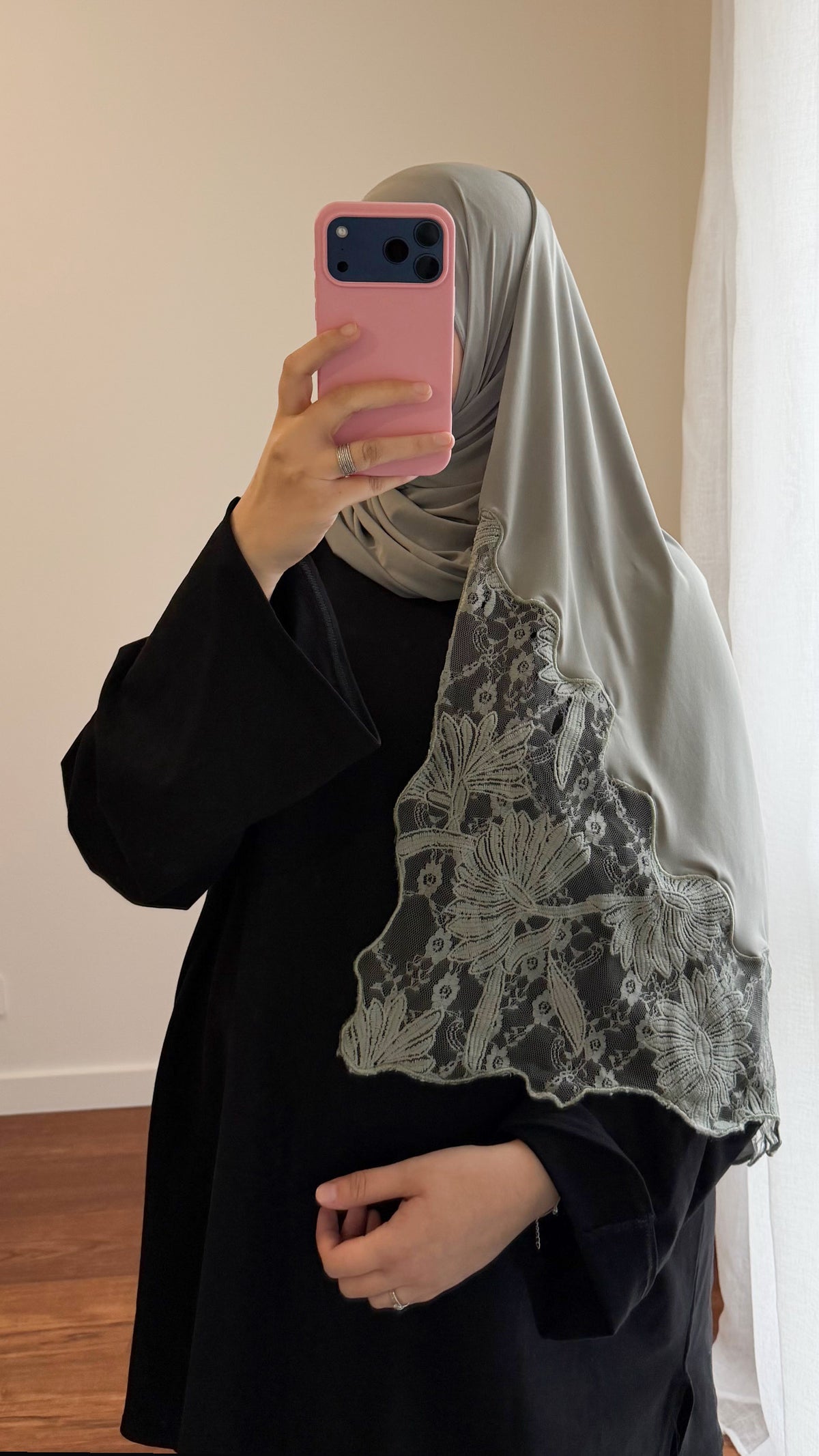 HIJAB JERSEY PREMIUM DENTELLE VERT SAUGE