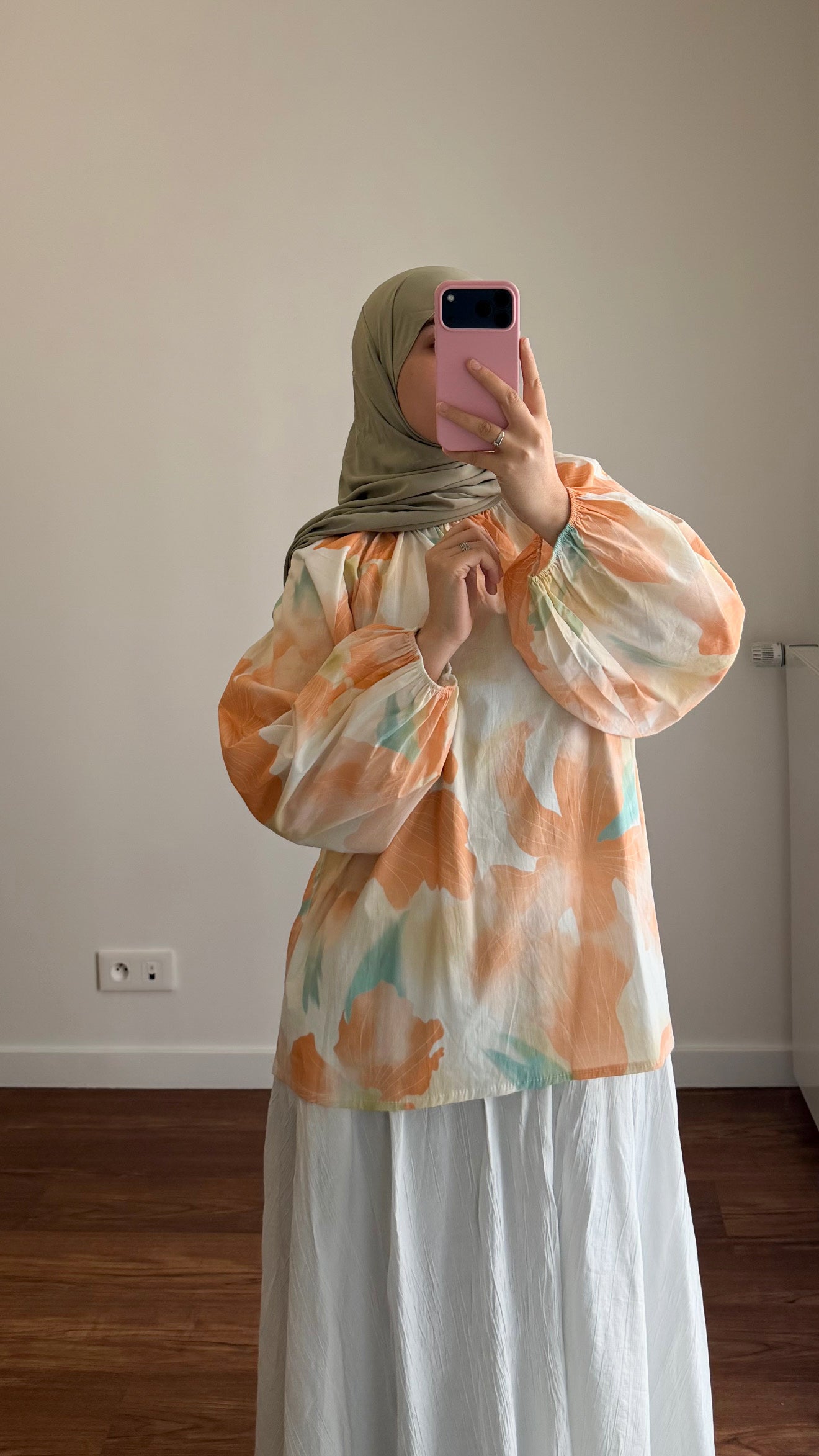 BLOUSE FLEURIE PÊCHE
