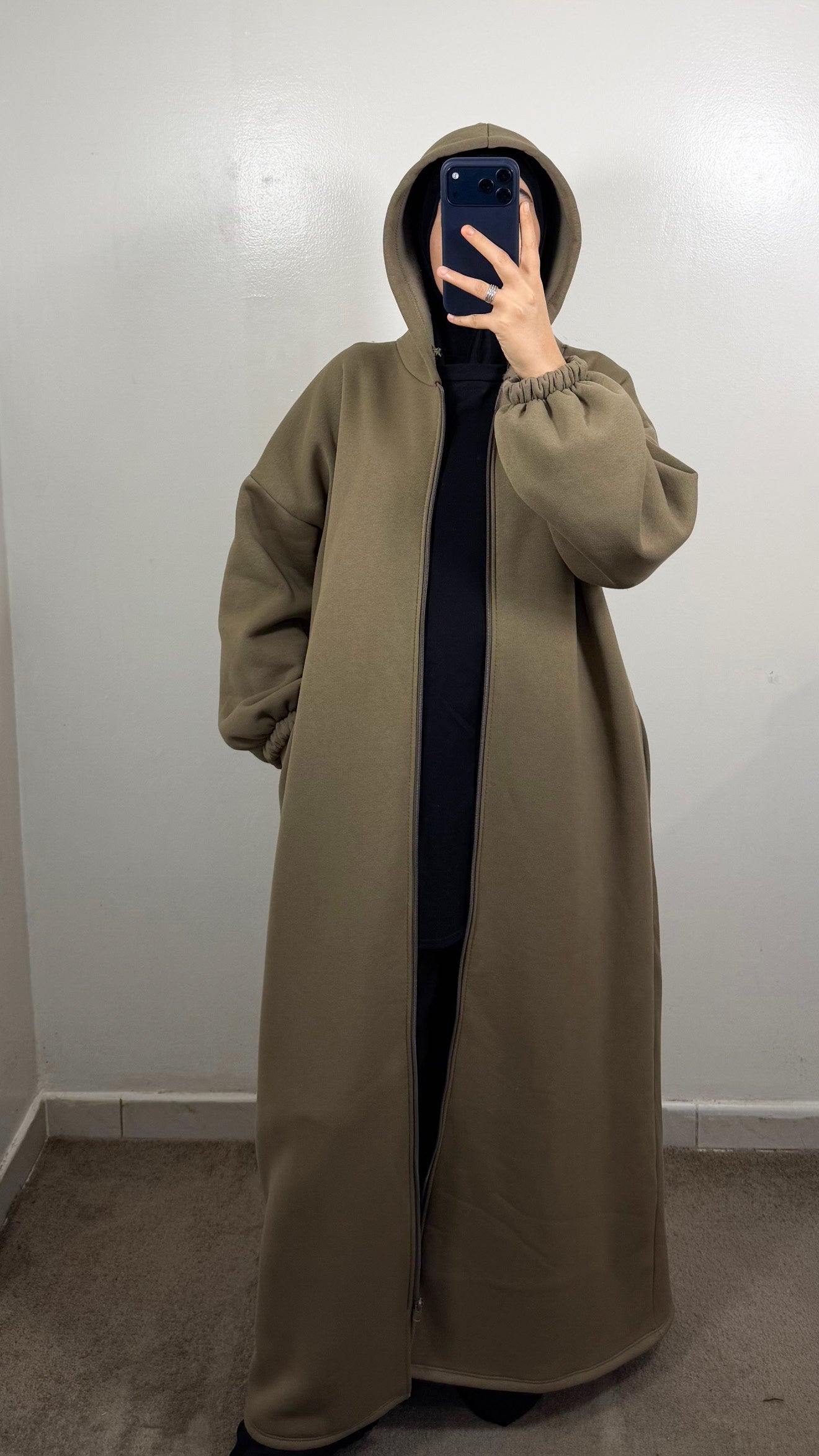 GILET LONG ZIPPÉ TAUPE