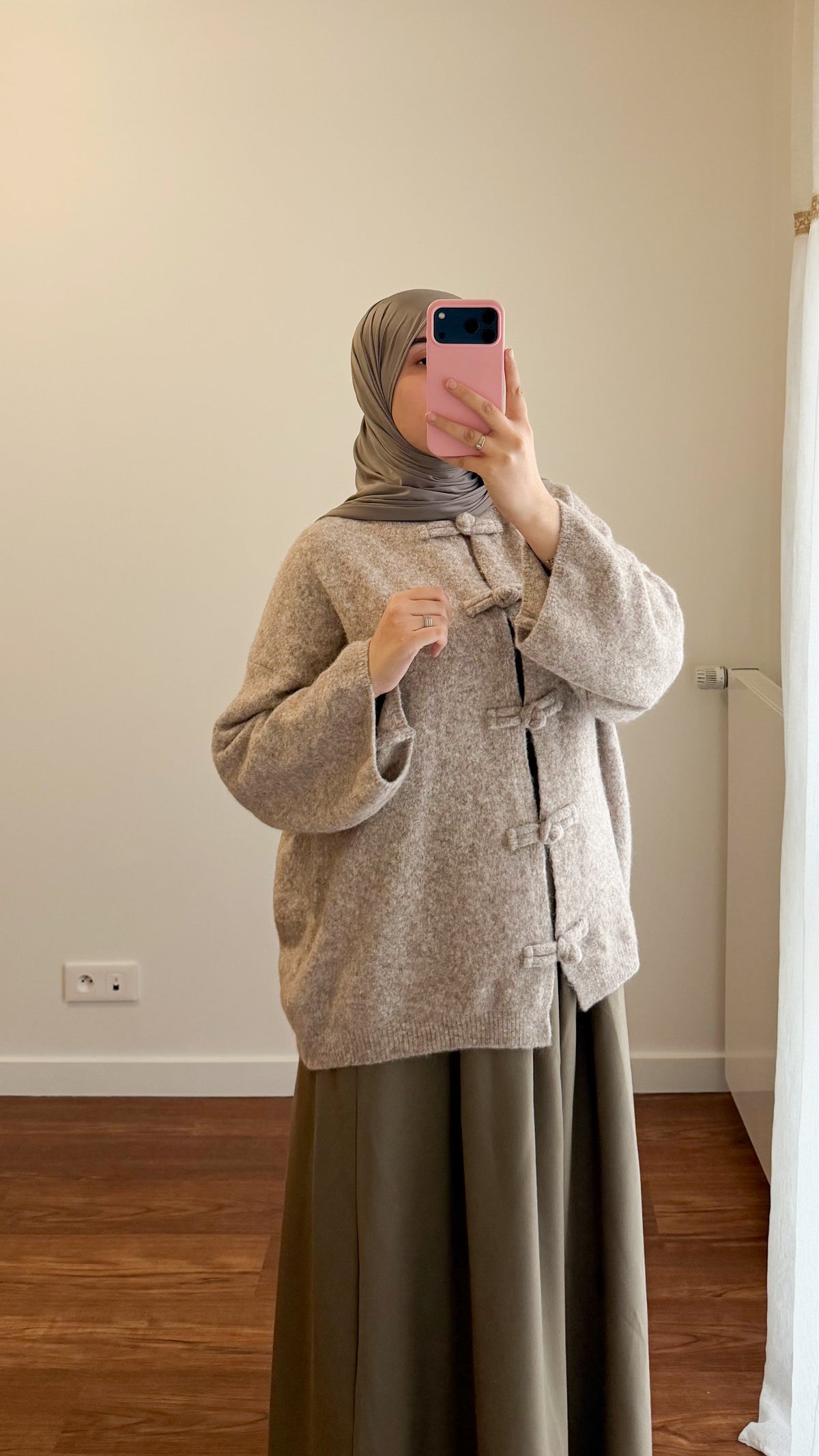 CARDIGAN YUMNA MANCHES LONGUES TAUPE