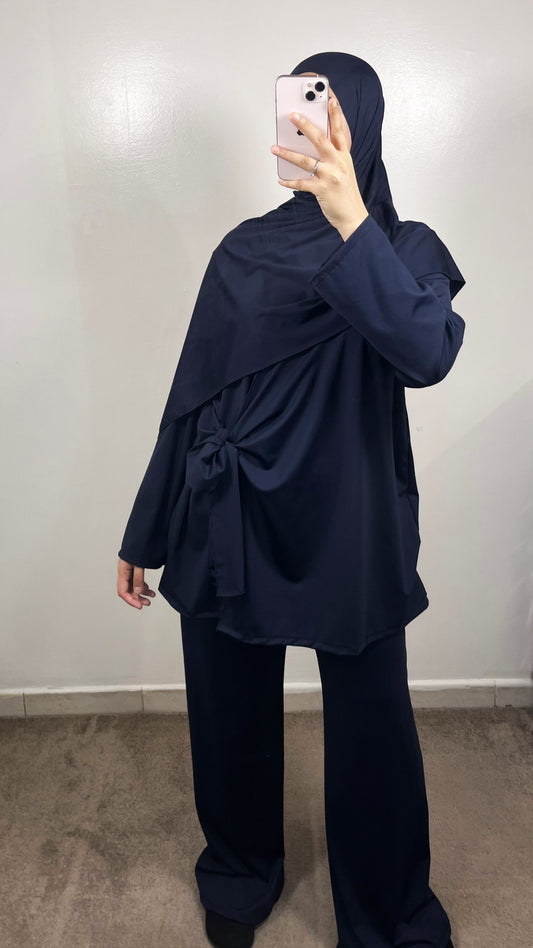 BURKINI 3 PIÈCES À NOUER BLEU MARINE