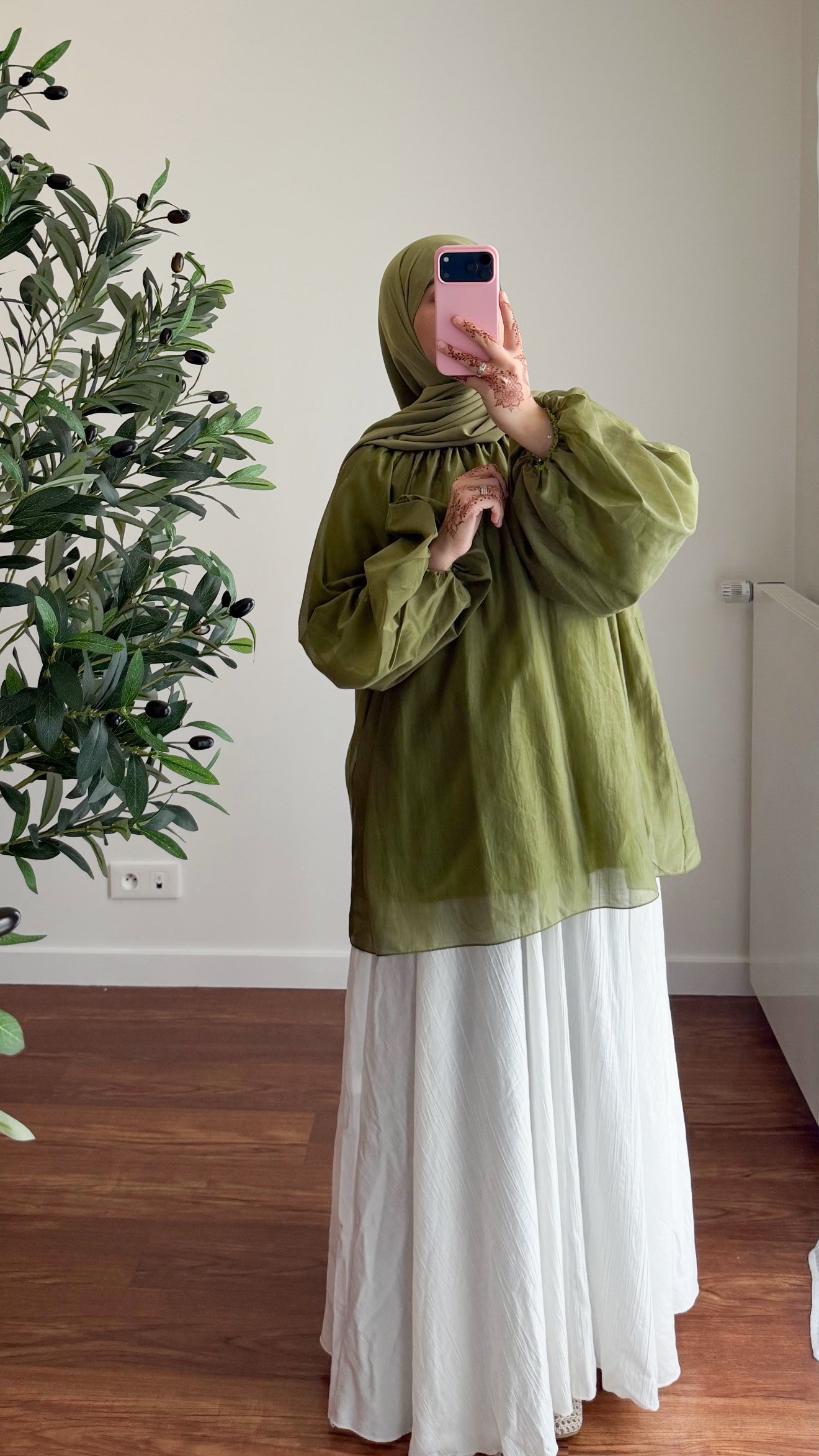 BLOUSE TENCEL VERT KAKI